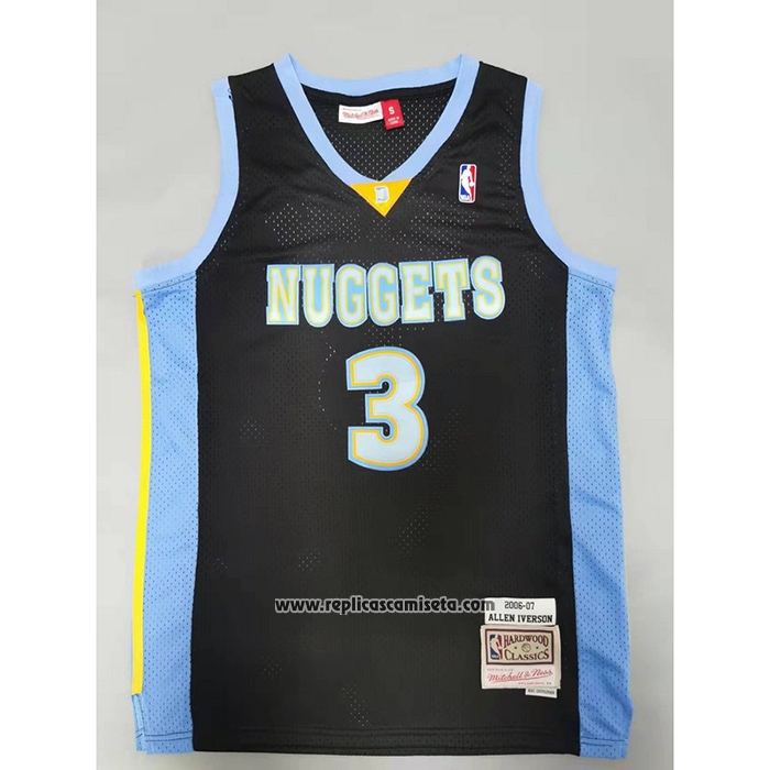 Camiseta Denver Nuggets Allen Iverson #3 Mitchell & Ness 2006-07 Negro